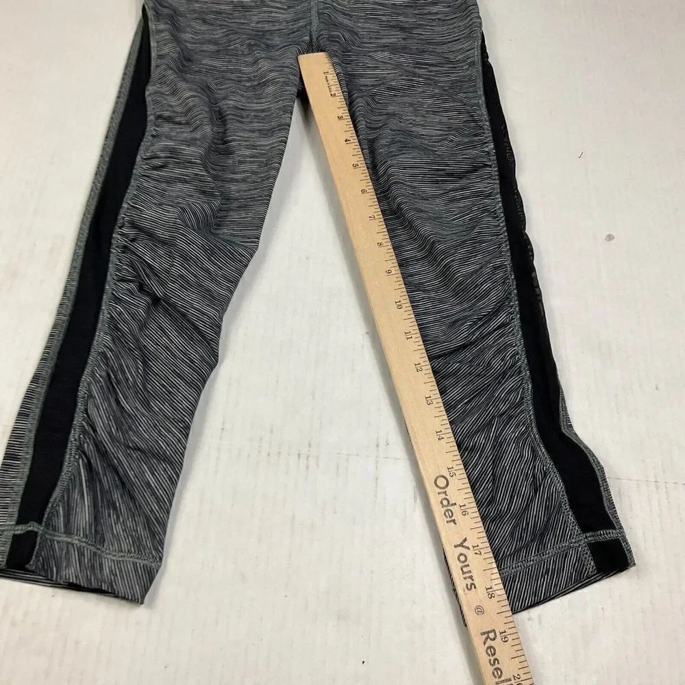 Lululemon Womens Cropped Mesh Leggings Striped Workout Athletic Pull On Size 2 - Picture 4 of 11